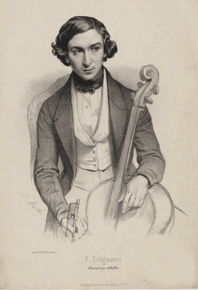 Porträtt av cellisten och kompositören Hippolyte Prosper Seligmann 1817-1882, 1840. av Marie Alexandre Menut Alophe