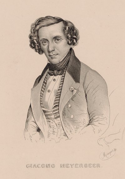 Porträtt av kompositören Giacomo Meyerbeer 1791-1864, 1836. av Marie Alexandre Menut Alophe