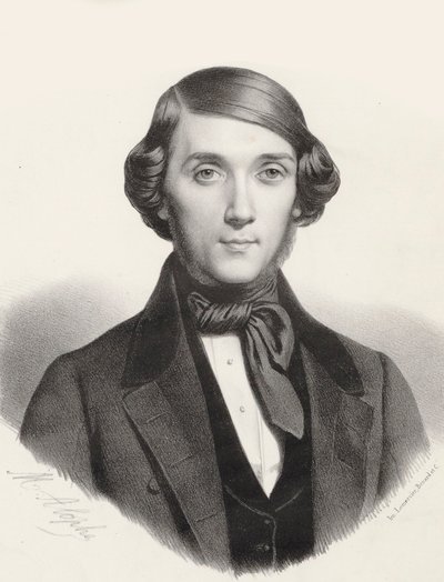 Porträtt av pianisten och kompositören Jean-Henri Ravina 1818-1906, ca 1845. av Marie Alexandre Menut Alophe
