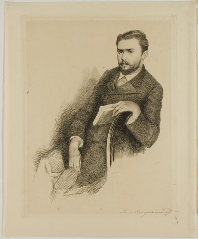 Porträtt av kritikern Gustave Geffroy av Marie Bracquemond