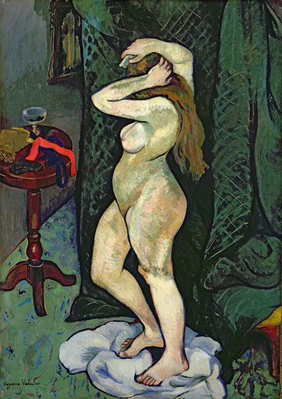 Naken ordnar hennes hår av Marie Clementine (Suzanne) Valadon