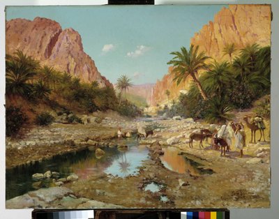 El Kantaras raviner i södra Algeriet (olja på duk) av Marie Dominique Siciliano