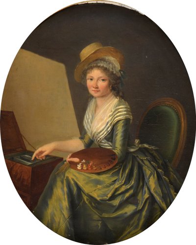 Självporträtt med staffli. av Marie Elisabeth Lemoine