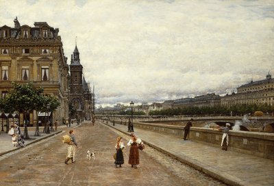 Tidig morgon längs Seine, av Marie Francois Firmin Girard