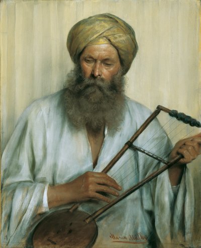Oriental i vit kaftan och gul turban av Marie Müller