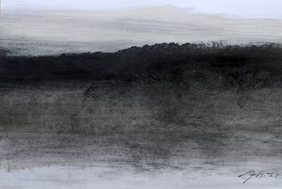 Skymning, 2023 (olja och kol på papper) av Marina Falco