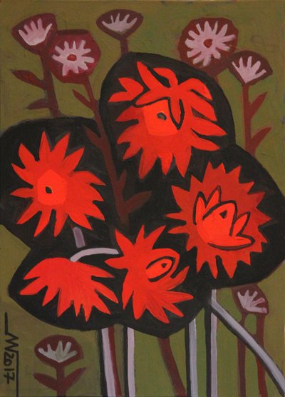 Röda abstrakta blommor av Marina Gorkaeva