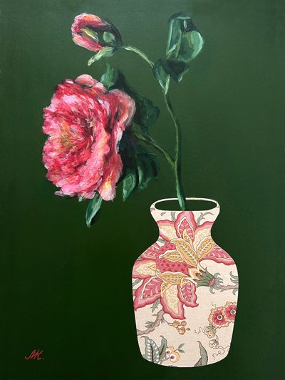 Vask med livfulla rosa blommor av Marina Kozyr