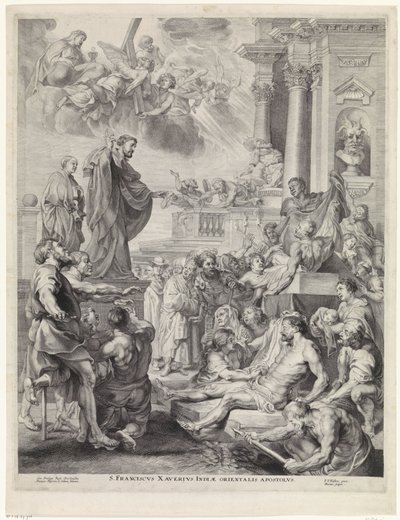 H. Franciscus Xavier wekt een dode tot leven St. Francis Xavier, apostel i östra Indien (titel på objekt) av Marinus Robyn van der Goes