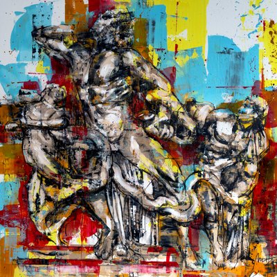 Laocoonte Group, 2024 (akryl och olja på omvänd duk) av Mario Henrique