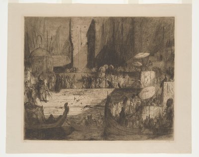 En begravning på Ganges av Marius Bauer (signed by artist)
