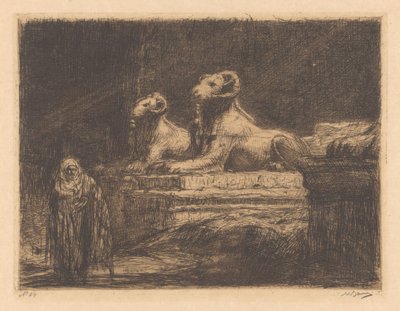 Egyptiska tempelvakter av Marius Bauer (signed by artist)