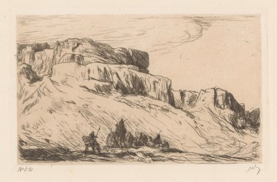 Husvagn med kameler i ökenlandskap av Marius Bauer (signed by artist)