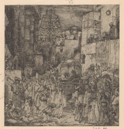 Folkmassan fyllde gatorna med stor glädje av Marius Bauer (signed by artist)