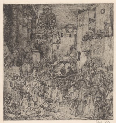 Folkmassan fyllde gatorna med stor glädje av Marius Bauer (signed by artist)