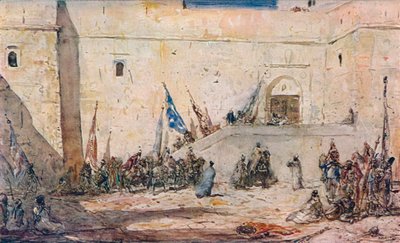 "En festivaldag", c1910 av Marius Bauer