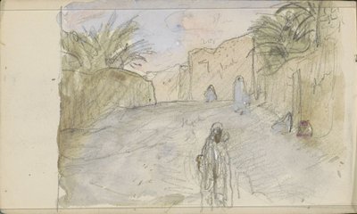 Gata med figurer i Biskra av Marius Bauer