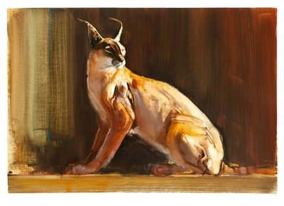 Arabian Caracal, 2010 (olja på papper) av Mark Adlington