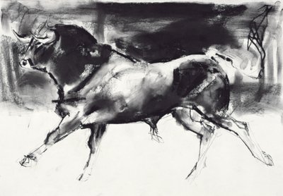Black Bull (kol på papper) av Mark Adlington