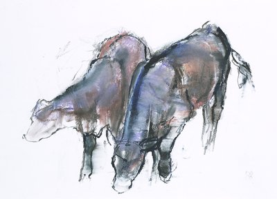 Calves, 2006 (charcoal und conte på papper) av Mark Adlington