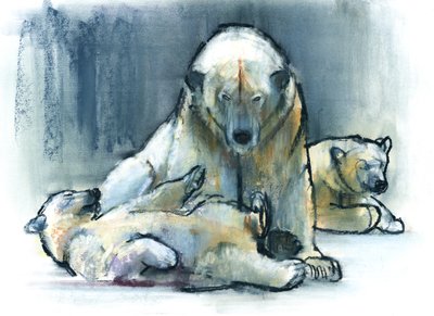Guardian, 2016, (innehåller och pastell på papper) av Mark Adlington