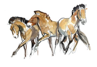 Mistral Three (Przewalski), 2013 (sennelier bläck, akvarell och gouache) av Mark Adlington