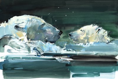 Nose to Nose, 2016, (akvarell på papper) av Mark Adlington