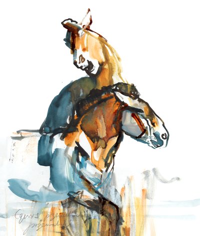 Paleolitikum (Przewalski), 2013 (sennelier bläck, akvarell och gouache) av Mark Adlington