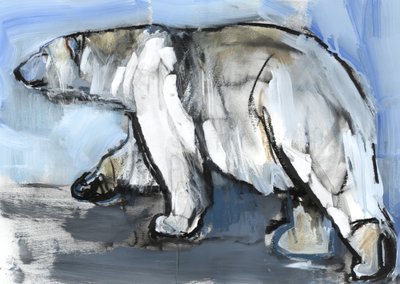 Polar, 2013, (bland media och collage på papper) av Mark Adlington