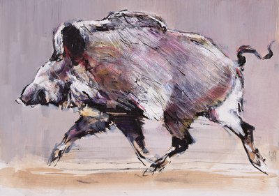 Running boar, 1999 (blandmaterial på papper) av Mark Adlington