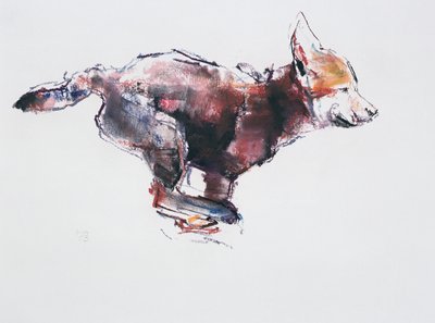 Löpande vargvalp (charcoal und conte på papper) av Mark Adlington