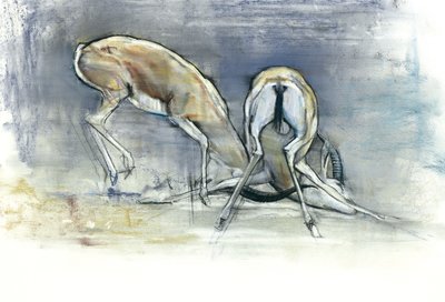 Sandgaseller, 2009 (conte och kol på papper) av Mark Adlington