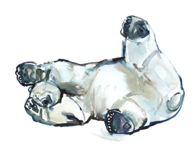 Snow Rub (Polar Bear), 2013 (akvarell och gouache på papper) av Mark Adlington