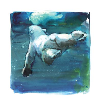 Sub Aqua, 2015, (blandmaterial på papper) av Mark Adlington