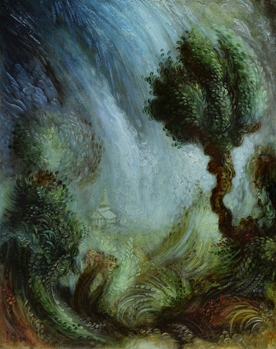 Tranquil Turmoil, 2022 (olja på pannå) av Mark Briscoe