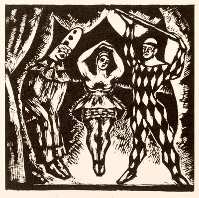 Harlequinade, träsnitt av Roger Fry av Mark Gertler