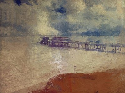 Havslandskap i silver - Cromer Pier, Norfolk (blandteknik) av Mark Gordon