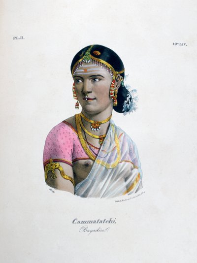 Kvinnlig dansare bayadere, 1828 av Marlet et Cie