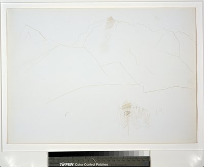 Bergslandskap med trädklump av Marsden Hartley