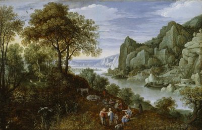 Flodlandskap med gruvdrift, 1620-29 av Marten Ryckaert