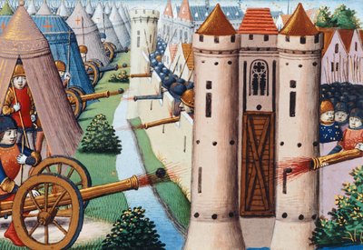 Belägringen av Rouen (juli 1418-januari 1419) 1484, folio 19v, Vigiles de Charles VII av Martial de Paris (fl.15th century)