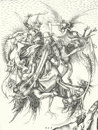 Temptation of St Anthony (gravyr) av Martin (after) Schongauer