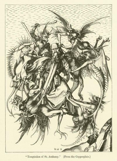 The Temptation of St Anthony (gravyr) av Martin (after) Schongauer