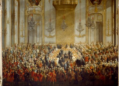 Officiell bankett anordnad för prinsessan Isabellas bröllop av Parma med kejsar Josef II, den 10/06/1760. Detalj (målning) av Martin (and studio) Mytens or Meytens