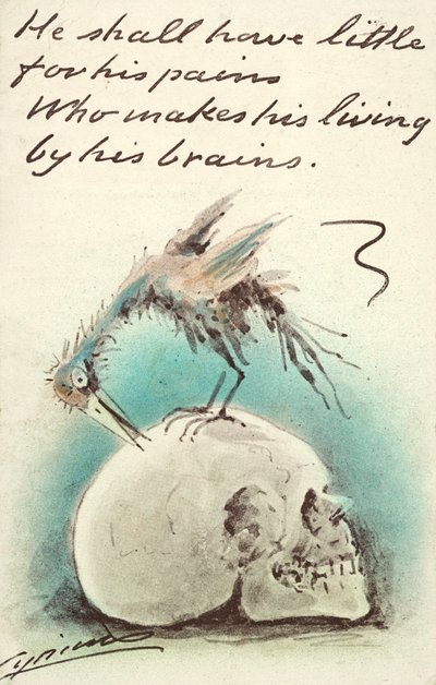 Han ska få lite för sina smärtor / som försörjer sig på sina hjärnor (färg litho) av Martin  Anderson