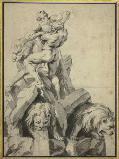 Hercules och Antaeus Design för en fontän av Martin Desjardins