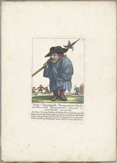 Dwerg Blassl Broatgosch, omkring 1710 Blassl Broatgosch Jurassic Night Watchman and Rumorwachs Adjunct, i verklig funktion (titel på objekt) Il Callotto resurcitato eller nyinrett litet skåp (serietitel) av Martin Engelbrecht (attributed to)