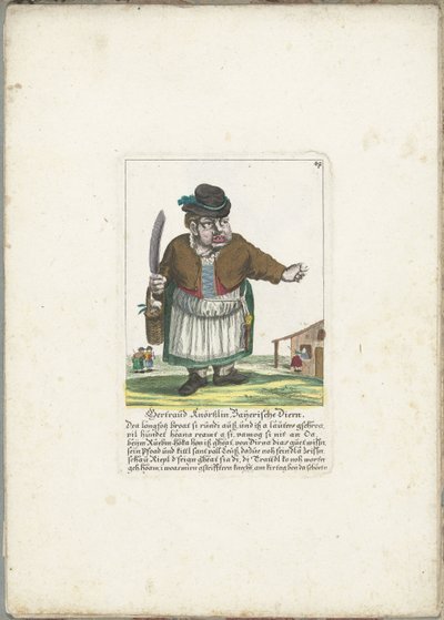 Dwergen Gertraud Knörtzlin, ca 1710 Gertraud Knörtzlin, Baijerische Diern (titel på objekt) Il Callotto resurcitato eller nyinrett litet skåp (serietitel) av Martin Engelbrecht (attributed to)