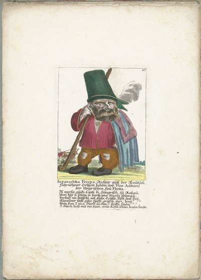 De dwerg Iupanschku Ferenz, ca 1710 Iupanschku Ferenz, domare från Raubau, överste oxe Jubilir och viceamiral för ungerskan Heü Flotta (titel på objekt) Il Callotto resurcitato eller nyinrett litet skåp (serietitel) av Martin Engelbrecht (attributed to)