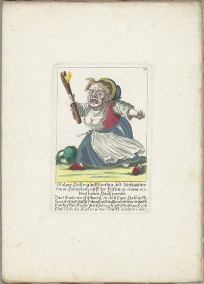 De dwerg Malper Höllriglin als waardin, ca 1710 Malper Höllriglin Würthin och avelsmor vid Hünerloch auff der Pasteij, i en otäck inrikesrättegång (titel på objekt) Il Callotto resurcitato eller nyinrett litet skåp (serietitel av Martin Engelbrecht (attributed to)